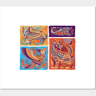 Alebrijes Animals - Vibrant Orange Posters and Art